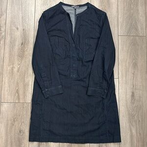 Vince Women's Dark Wash Blue Jean Denim Chambray Tunic Shirt Dress Size 10